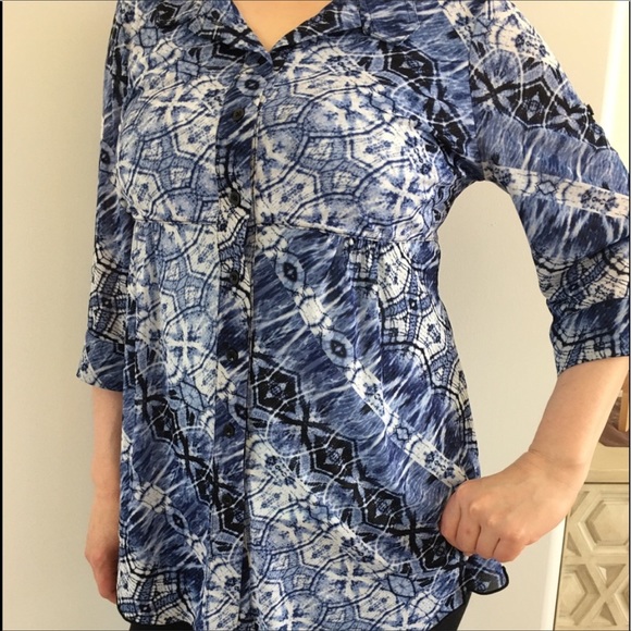 Style and co button down shirt python dye prints tunic - Picture 2 of 8